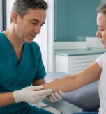 Reconstructive surgeon examining a healed forearm scar at Ethos Hospital, Kota